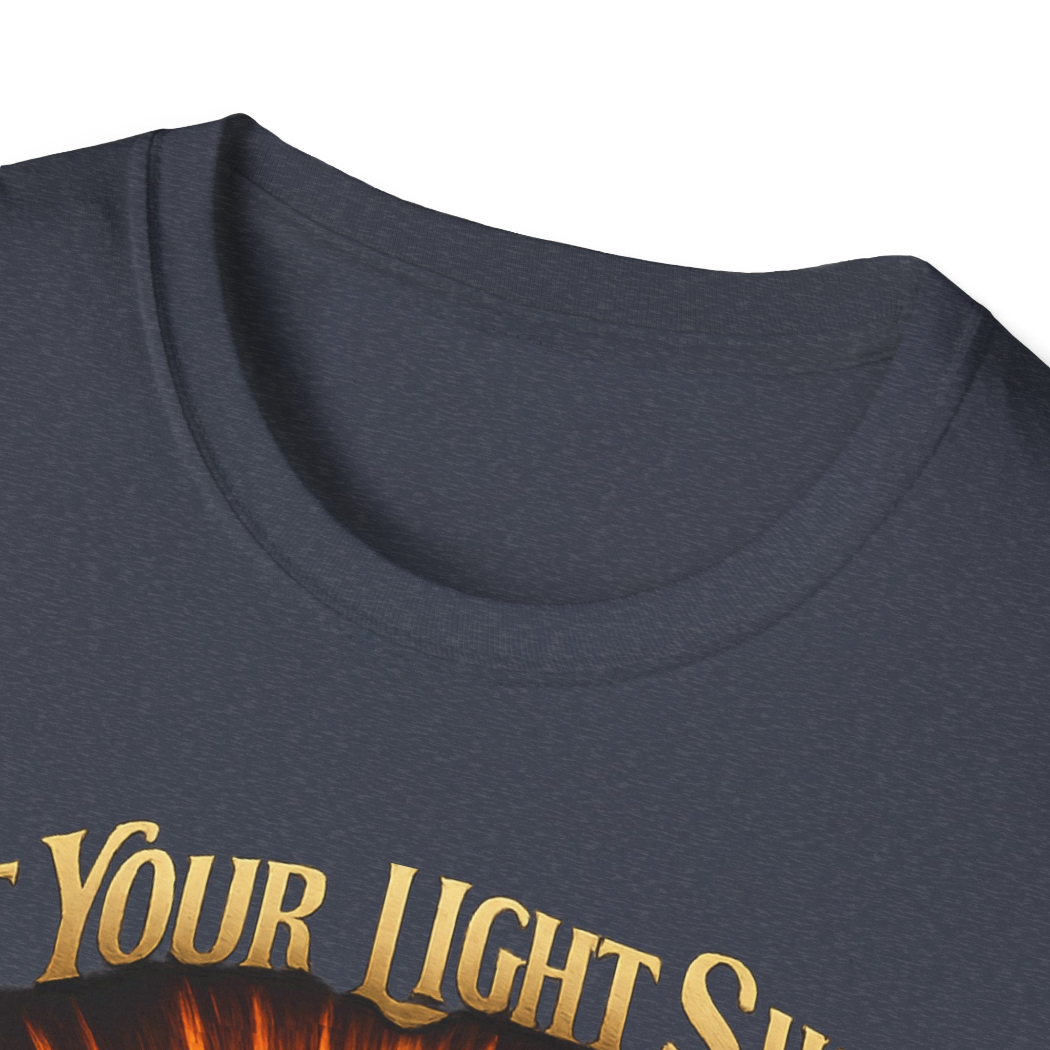 Matthew 5:16 Christian T-Shirt — "Let Your Light Shine" Cross & Wings Faith Tee