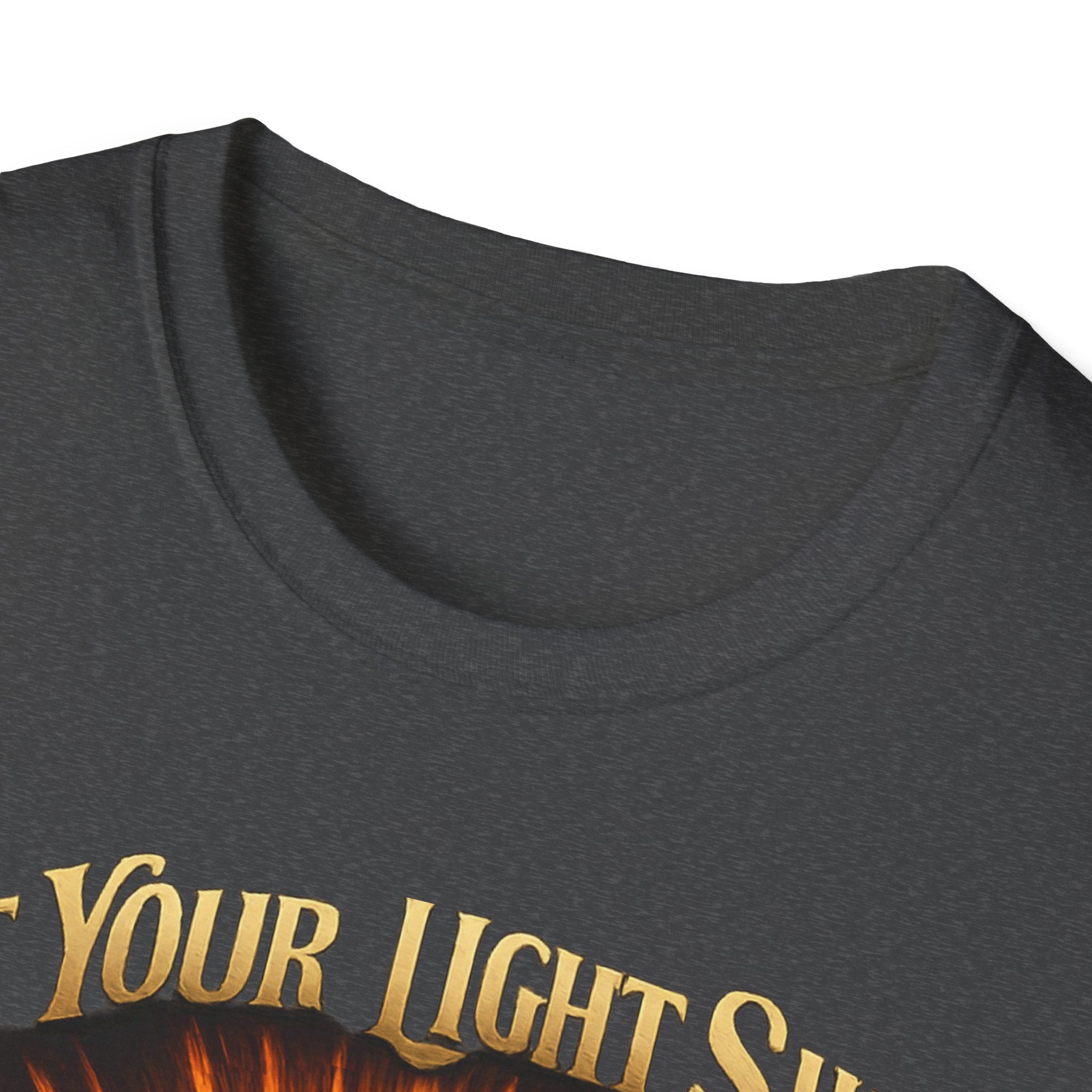 Matthew 5:16 Christian T-Shirt — "Let Your Light Shine" Cross & Wings Faith Tee