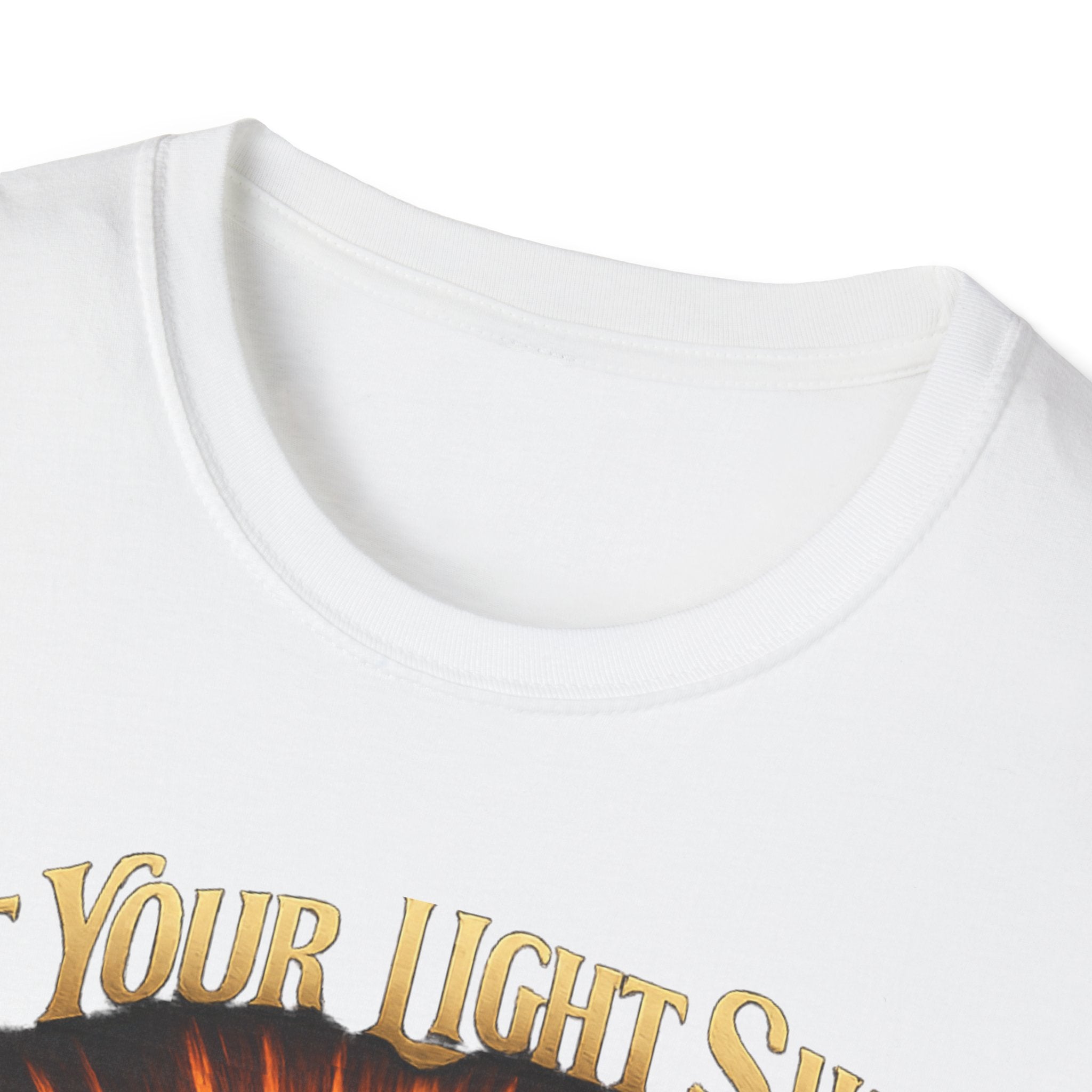 Matthew 5:16 Christian T-Shirt — "Let Your Light Shine" Cross & Wings Faith Tee