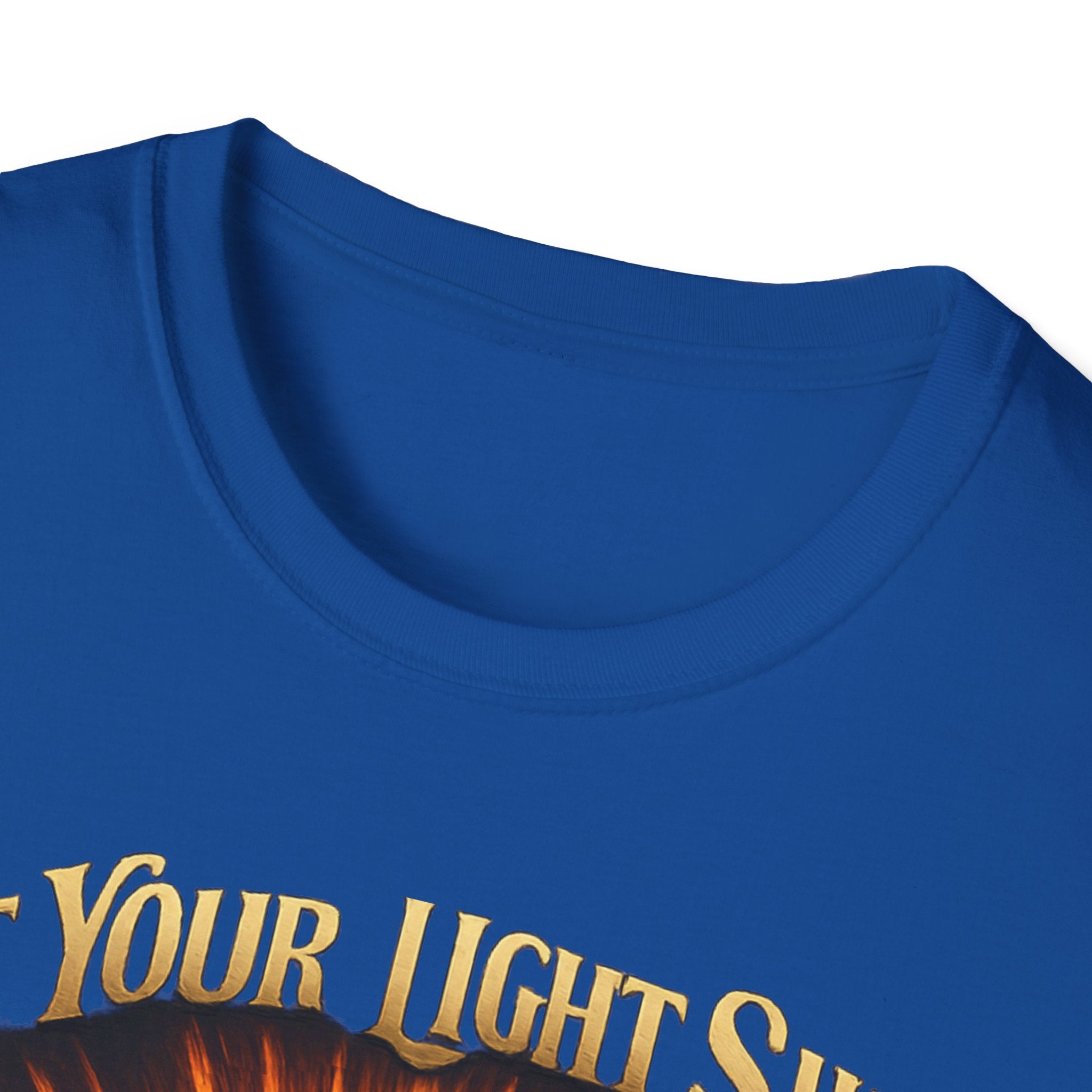 Matthew 5:16 Christian T-Shirt — "Let Your Light Shine" Cross & Wings Faith Tee